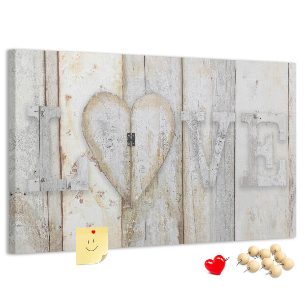 Tableau de liège Plaque en bois portant l'inscription « amour »