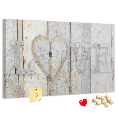 Tableau de liège Plaque en bois portant l'inscription « amour »