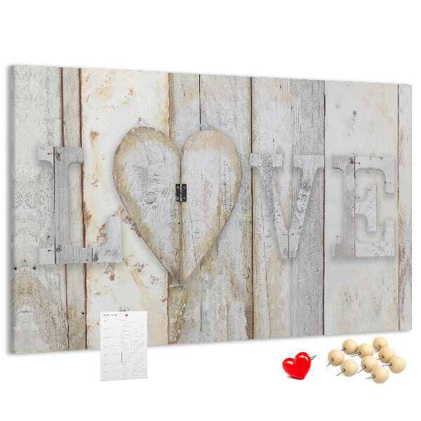 Tableau de liège Plaque en bois portant l'inscription « amour »