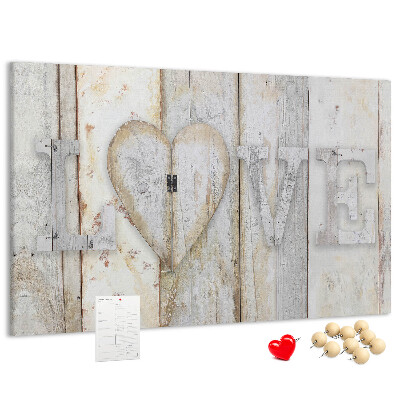 Tableau de liège Plaque en bois portant l'inscription « amour »