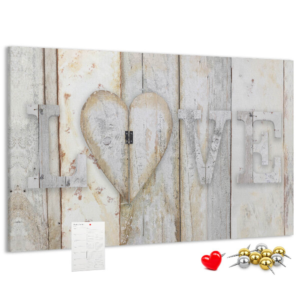 Tableau de liège Plaque en bois portant l'inscription « amour »