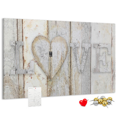Tableau de liège Plaque en bois portant l'inscription « amour »