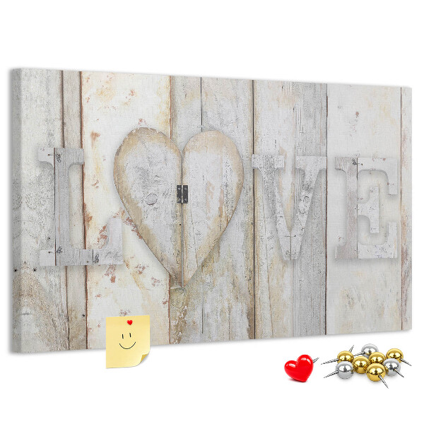 Tableau de liège Plaque en bois portant l'inscription « amour »