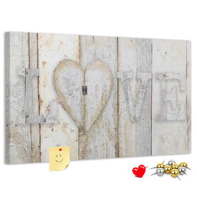 Tableau de liège Plaque en bois portant l'inscription « amour »