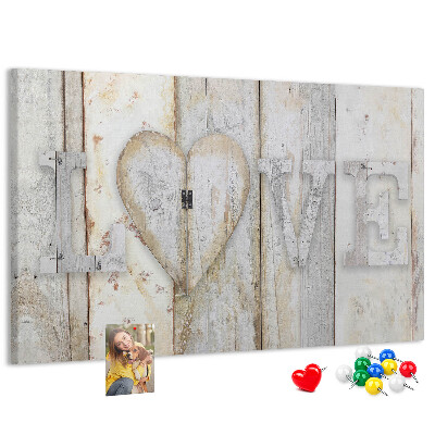 Tableau de liège Plaque en bois portant l'inscription « amour »