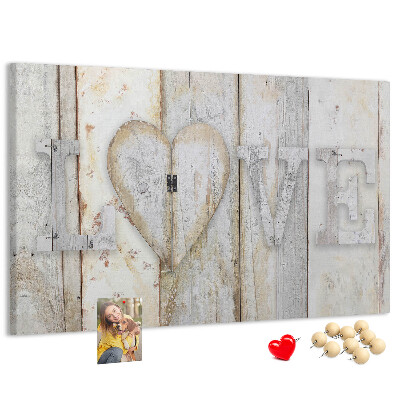Tableau de liège Plaque en bois portant l'inscription « amour »