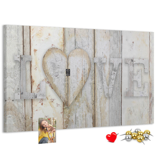 Tableau de liège Plaque en bois portant l'inscription « amour »
