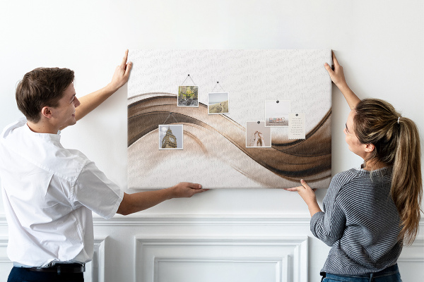 Tableau en liège Ondulations dans les tons de brun et de beige