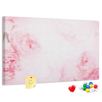 Tableau de liège Délicates fleurs roses sur fond clair