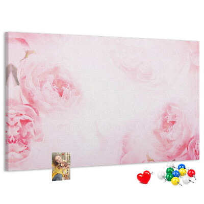 Tableau de liège Délicates fleurs roses sur fond clair