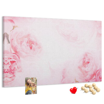 Tableau de liège Délicates fleurs roses sur fond clair