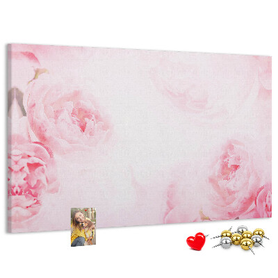 Tableau de liège Délicates fleurs roses sur fond clair