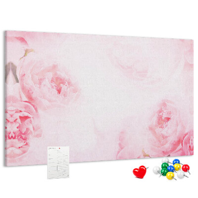 Tableau de liège Délicates fleurs roses sur fond clair