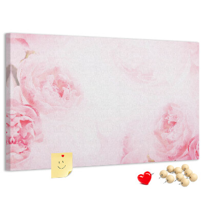 Tableau de liège Délicates fleurs roses sur fond clair