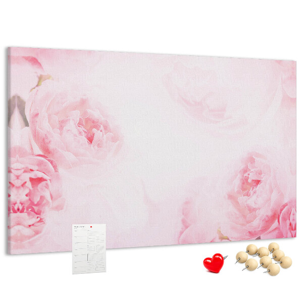 Tableau de liège Délicates fleurs roses sur fond clair