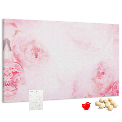 Tableau de liège Délicates fleurs roses sur fond clair