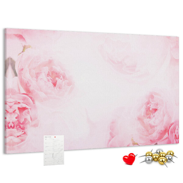 Tableau de liège Délicates fleurs roses sur fond clair