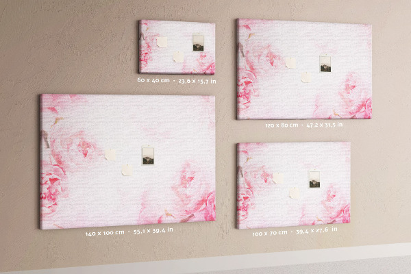 Tableau de liège Délicates fleurs roses sur fond clair