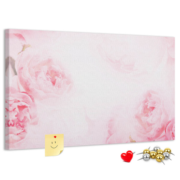 Tableau de liège Délicates fleurs roses sur fond clair