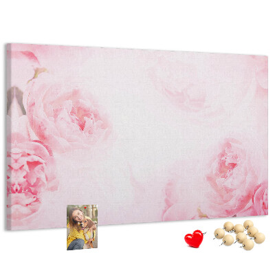 Tableau de liège Délicates fleurs roses sur fond clair