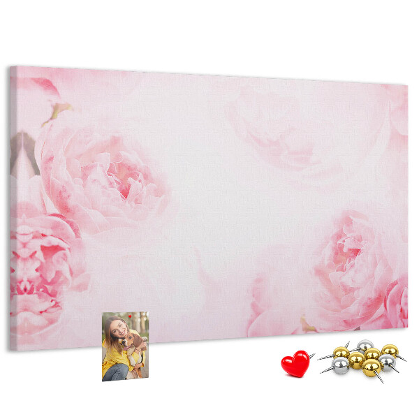 Tableau de liège Délicates fleurs roses sur fond clair