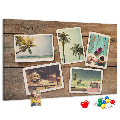 Tableau affichage liège Photos souvenirs de vacances tropicales