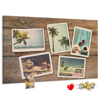 Tableau affichage liège Photos souvenirs de vacances tropicales