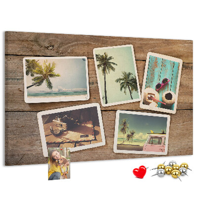 Tableau affichage liège Photos souvenirs de vacances tropicales