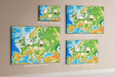 Tableau de liège Carte de l'Europe avec indications géographiques.