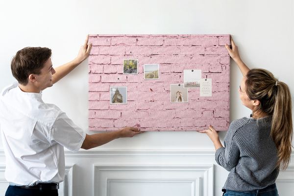 Tableau de liège Mur de briques roses texturées