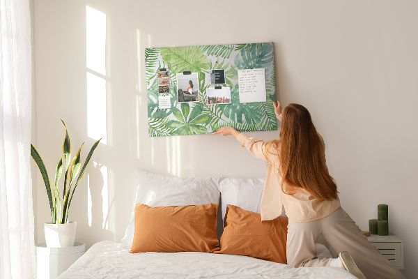 Tableau de liège Feuilles vertes de plantes tropicales à l'aquarelle