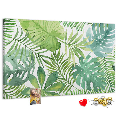 Tableau de liège Feuilles vertes de plantes tropicales à l'aquarelle