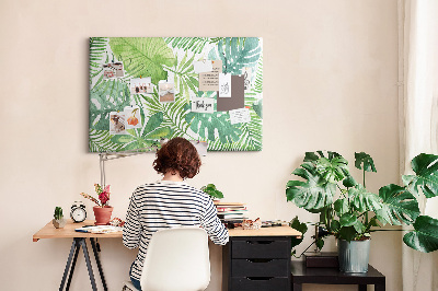 Tableau de liège Feuilles vertes de plantes tropicales à l'aquarelle