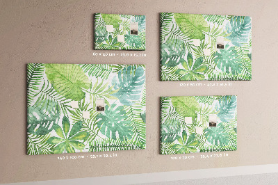 Tableau de liège Feuilles vertes de plantes tropicales à l'aquarelle