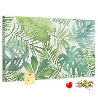 Tableau de liège Feuilles vertes de plantes tropicales à l'aquarelle
