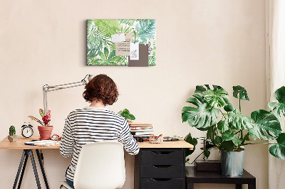 Tableau de liège Feuilles vertes de plantes tropicales à l'aquarelle