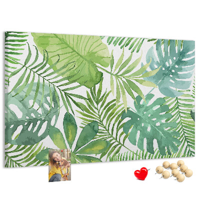 Tableau de liège Feuilles vertes de plantes tropicales à l'aquarelle