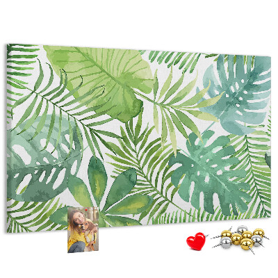 Tableau de liège Feuilles vertes de plantes tropicales à l'aquarelle
