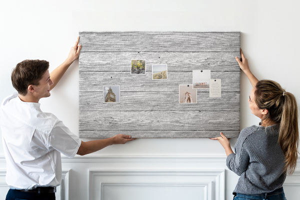 Tableau affichage liège Texture de bois dans des tons de gris