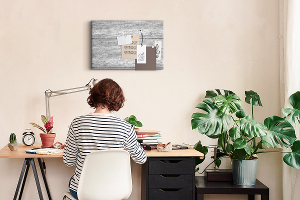 Tableau affichage liège Texture de bois dans des tons de gris
