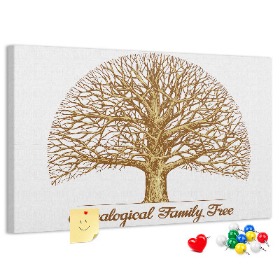 Tableau de liège Un arbre généalogique avec des branches ramifiées
