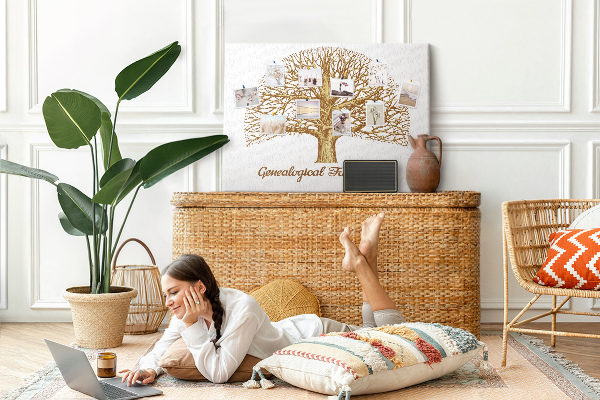 Tableau de liège Un arbre généalogique avec des branches ramifiées