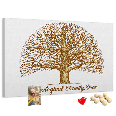 Tableau de liège Un arbre généalogique avec des branches ramifiées