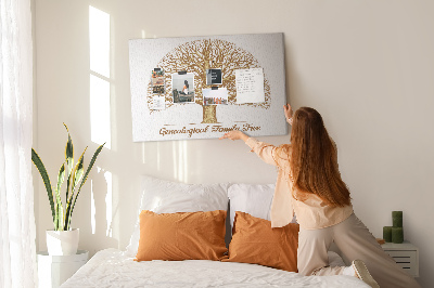 Tableau de liège Un arbre généalogique avec des branches ramifiées