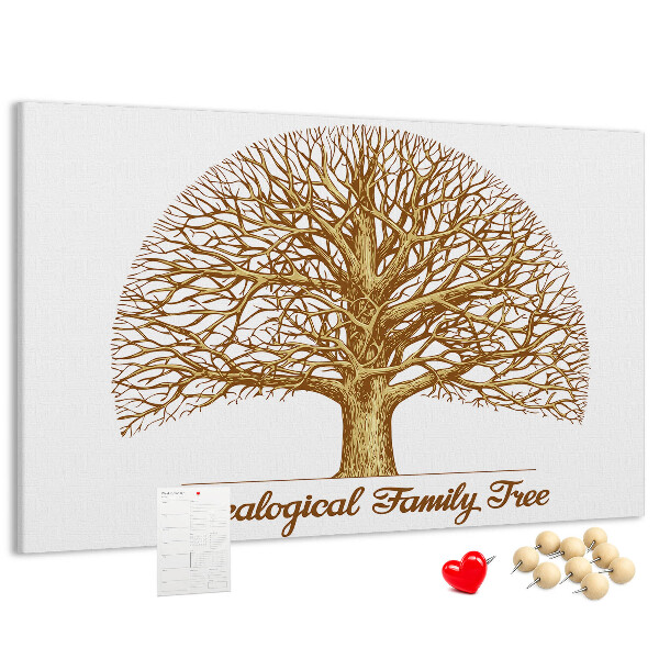Tableau de liège Un arbre généalogique avec des branches ramifiées