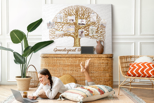 Tableau de liège Un arbre généalogique avec des branches ramifiées