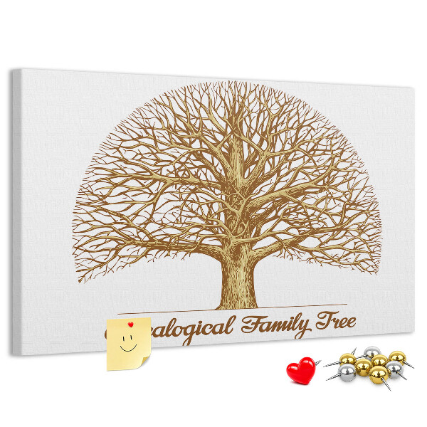 Tableau de liège Un arbre généalogique avec des branches ramifiées