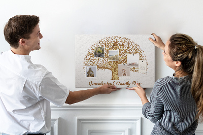 Tableau de liège Un arbre généalogique avec des branches ramifiées