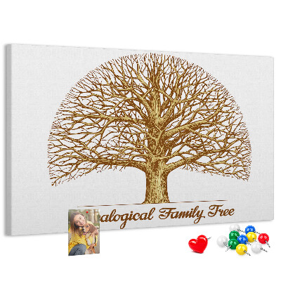 Tableau de liège Un arbre généalogique avec des branches ramifiées