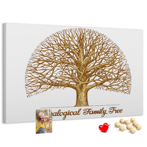 Tableau de liège Un arbre généalogique avec des branches ramifiées